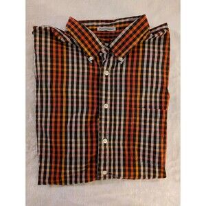 Sun River Clothing Co. Men's 2XL Button Down Short Sleeve Orange Checked Shirt